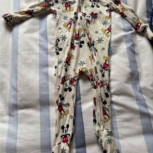 Posh Peanut Cream and Red Disney Christmas Mickey Mouse Footie